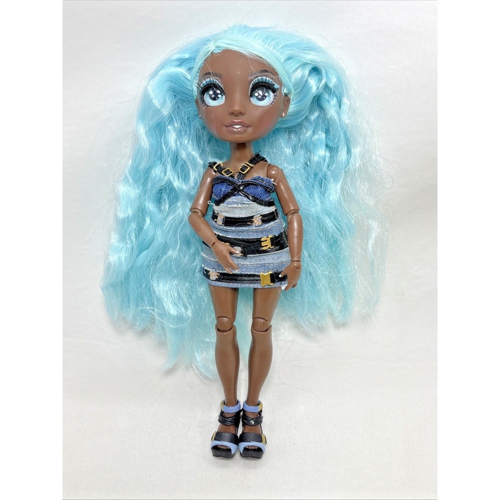Rainbow High Doll High Robin Sterling Blue Hair Jean Denim Dress Shoes